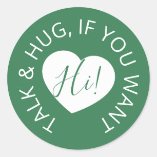 Wedding social distancing guest care green heart classic round sticker