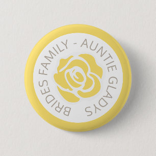 Wedding social distancing guest care yellow rose 6 cm round badge