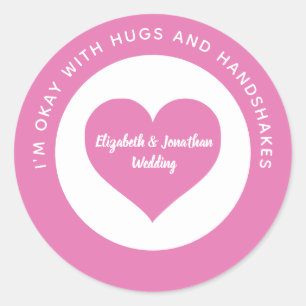 Wedding Social Distancing Pink Heart Colour Code Classic Round Sticker