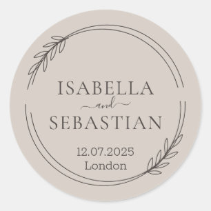 Wedding Soft Beige Color Classic Round Sticker