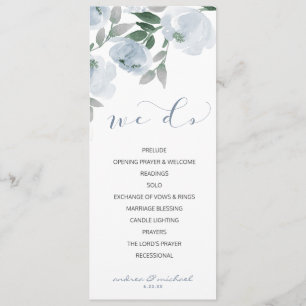 Wedding Soft Romantic Watercolor Dusty Blue Grey 2 Programme