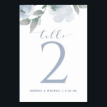 Wedding Soft Watercolor Floral Bouquet Dusty Blue Table Number<br><div class="desc">Wedding Table Numbers - Soft Watercolor Bouquet (Dusty Blue & Grey): These table numbers feature a soft romantic watercolor bouquet shades of dusty blue and grey with hints of green. Change your names and date at the bottom or delete them if you don't need them. Put in fancy table number...</div>