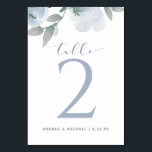 Wedding Soft Watercolor Floral Bouquet Dusty Blue Table Number<br><div class="desc">Wedding Table Numbers - Soft Watercolor Bouquet (Dusty Blue & Grey): These table numbers feature a soft romantic watercolor bouquet shades of dusty blue and grey with hints of green. Change your names and date at the bottom or delete them if you don't need them. Put in fancy table number...</div>