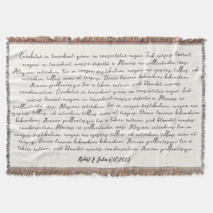 Wedding song lyric gift throw blanket