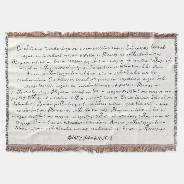 Wedding song lyric gift throw blanket (Front)