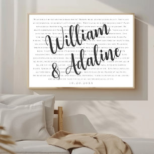 Wedding Song Lyrics, Minimal Serif Calligraphy  Poster