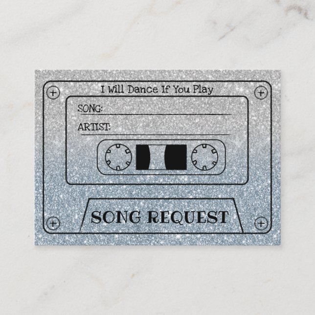 Wedding Song Request Dusty Blue Glitter Insert (Front)