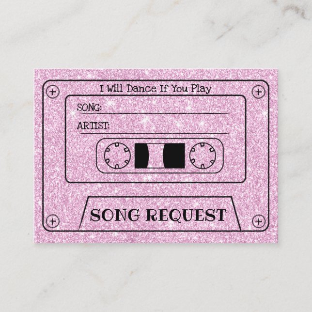 Wedding Song Request Modern Pink Cassette Insert (Front)
