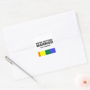 Wedding Sounds Gay Fun Rainbow Pride Square Sticker