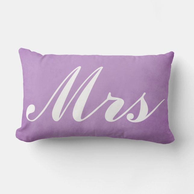 Wedding Souvenir Mr and Mrs Purple Parchment Lumbar Cushion (Front)