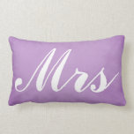 Wedding Souvenir Mr and Mrs Purple Parchment Lumbar Cushion<br><div class="desc">A great wedding souvenir,  this will make a great gift for a newlywed couple.  Featuring a purple parchment background with "Mrs." written in large white cursive font,  customise the back with your name.  Order yours today!</div>