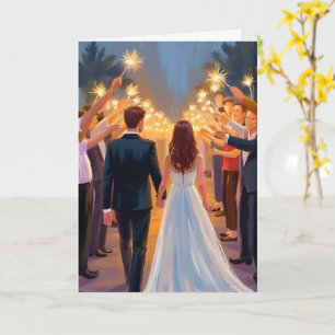 Wedding Sparklers Marriage Celebration Painted Card