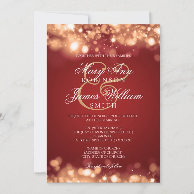 Wedding Sparkling Lights Gold Invitation (Front)