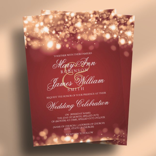 Wedding Sparkling Lights Gold Invitation (Wedding Sparkling Lights Gold Invitation)