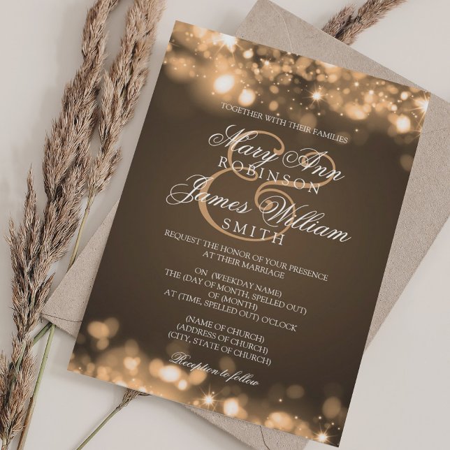 Wedding Sparkling Lights Gold Invitation (Wedding Sparkling Lights Gold Invitation)