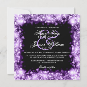 Wedding Sparkling Lights Purple Invitation