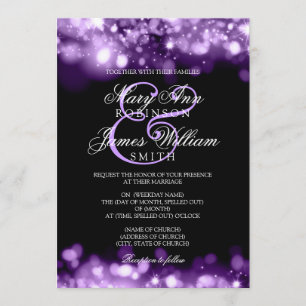 Wedding Sparkling Lights Purple Invitation