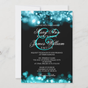 Wedding Sparkling Lights Turquoise Invitation