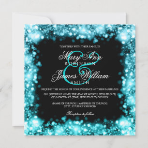 Wedding Sparkling Lights Turquoise Invitation
