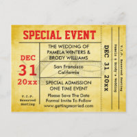 Wedding Special Event Save The Date Ticket