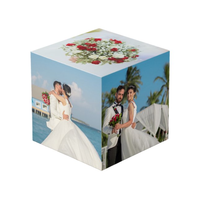 Wedding Special Moments Photo Cube Newlyweds Gift (Front Angled)