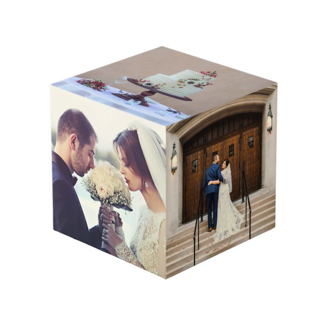 Wedding Special Moments Photo Cube Newlyweds Gift (Front Angled)