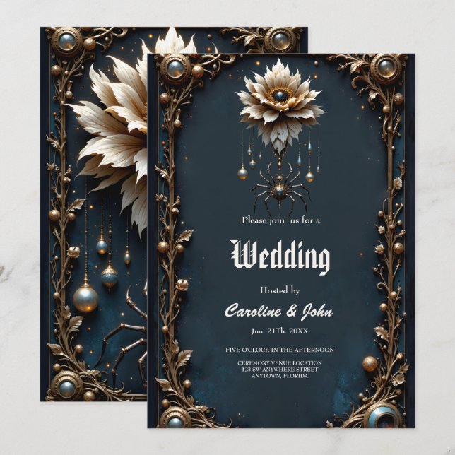 Wedding Spider – Guardian of the Moon Bloom Invitation (Front/Back)