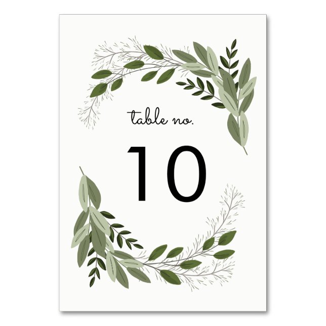 Wedding Sprigs Table No. Card (Front)