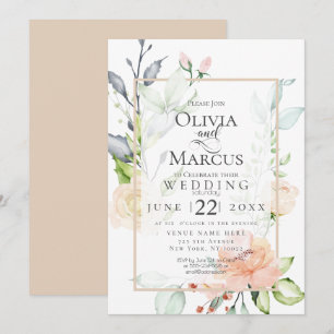 WEDDING Spring Blush Peach Pink Blossoms Invitation