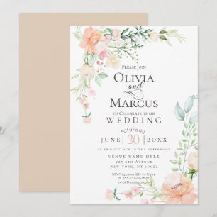 WEDDING   Spring Pastel Watercolor Flowers Invitation