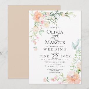 WEDDING   Spring Pastel Watercolor Flowers Invitation