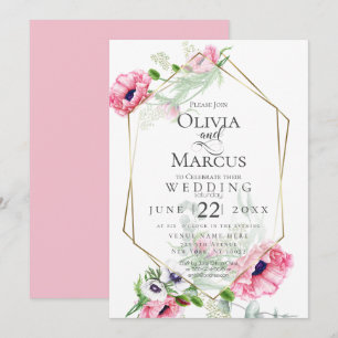WEDDING   Spring Pink Poppy Floral Invitation