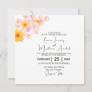 Wedding Square Flower Invitation Card Design