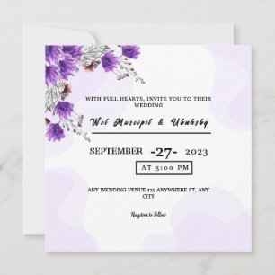 Wedding Square Flower Invitation Card Design