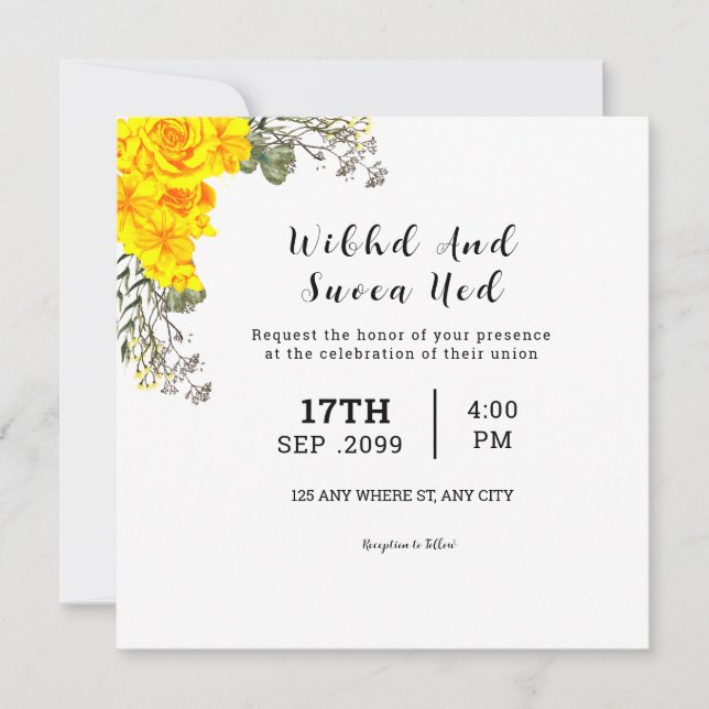 Wedding Square Gatefold Invitation Card (Front)
