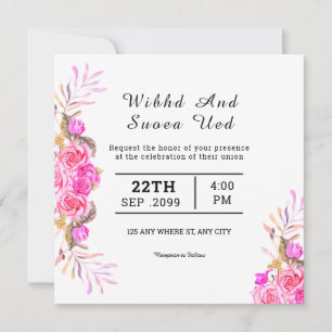 Wedding Square Gatefold Invitation Card Design