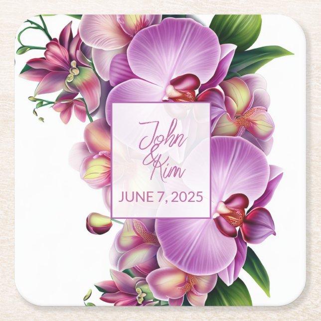 Wedding Square Paper Coaster (Front)