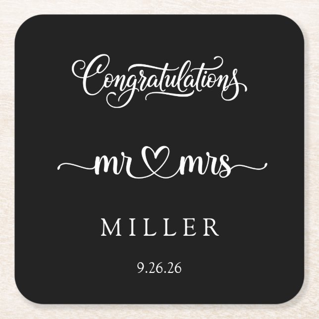 Wedding  square paper coaster (Front)