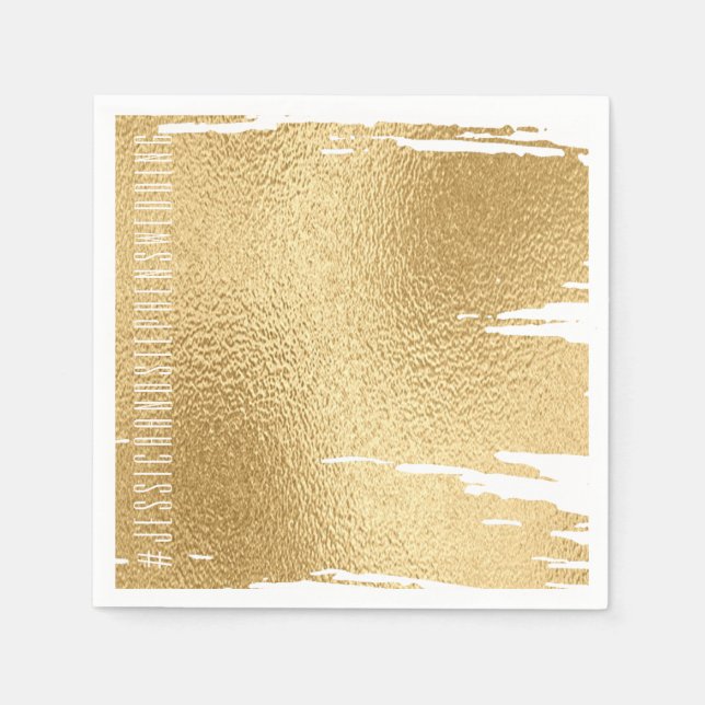 Wedding Standard Napkin Elegant Gold and Black (Front)