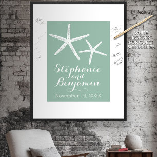 Wedding Starfish with Custom Bride Groom and Date Poster
