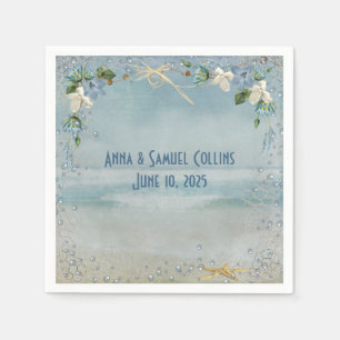 Wedding Starfish With Netting and Flowers Napkin