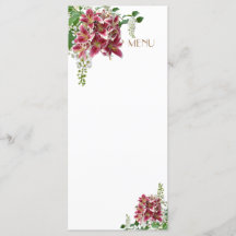Wedding Stargazer Floral Menu Card