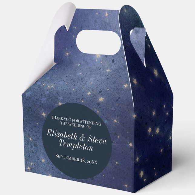 Wedding Starry Night Celestial Thank You Navy Favour Box (Front)
