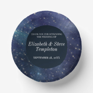 Wedding Starry Night Celestial Thank You Navy Paper Plate