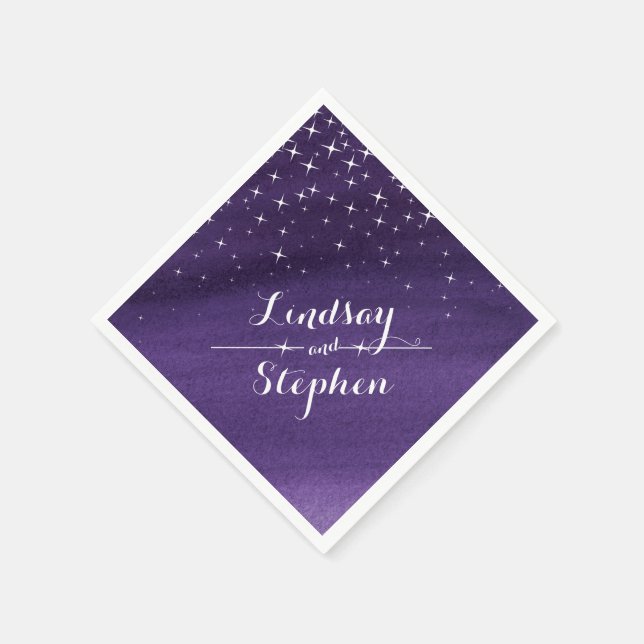 Wedding starry night purple custom napkins (Corner)