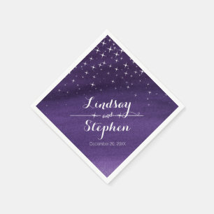 Wedding starry night purple custom napkins