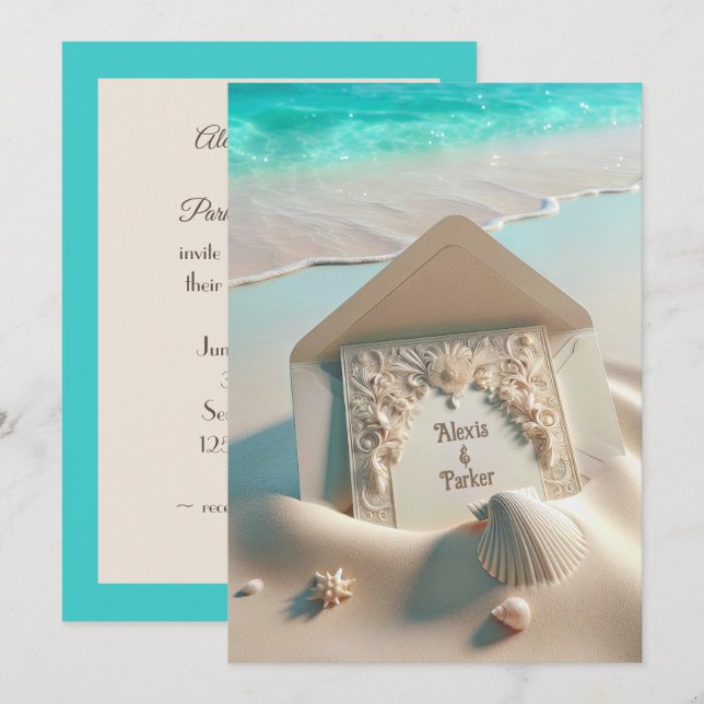 Wedding Stationery In Beach Sand Invitation (Front/Back)