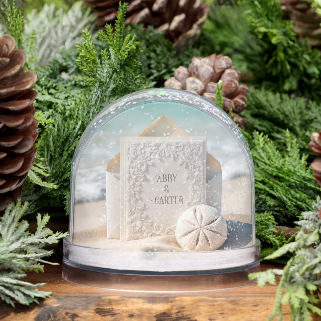Wedding Stationery With Beach Sand Dollar Snowglobe (Winter)