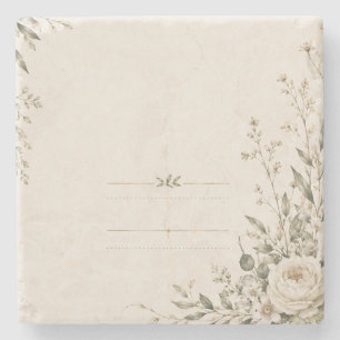 Wedding Stationery with Natural Botanical Charm Stone Coaster