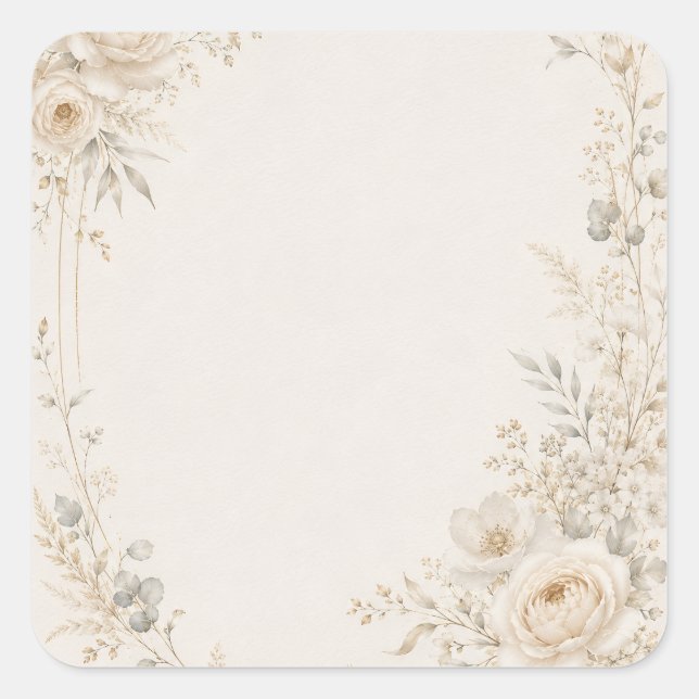 Wedding Stationery with Refined Neutral Details Square Sticker (Front)